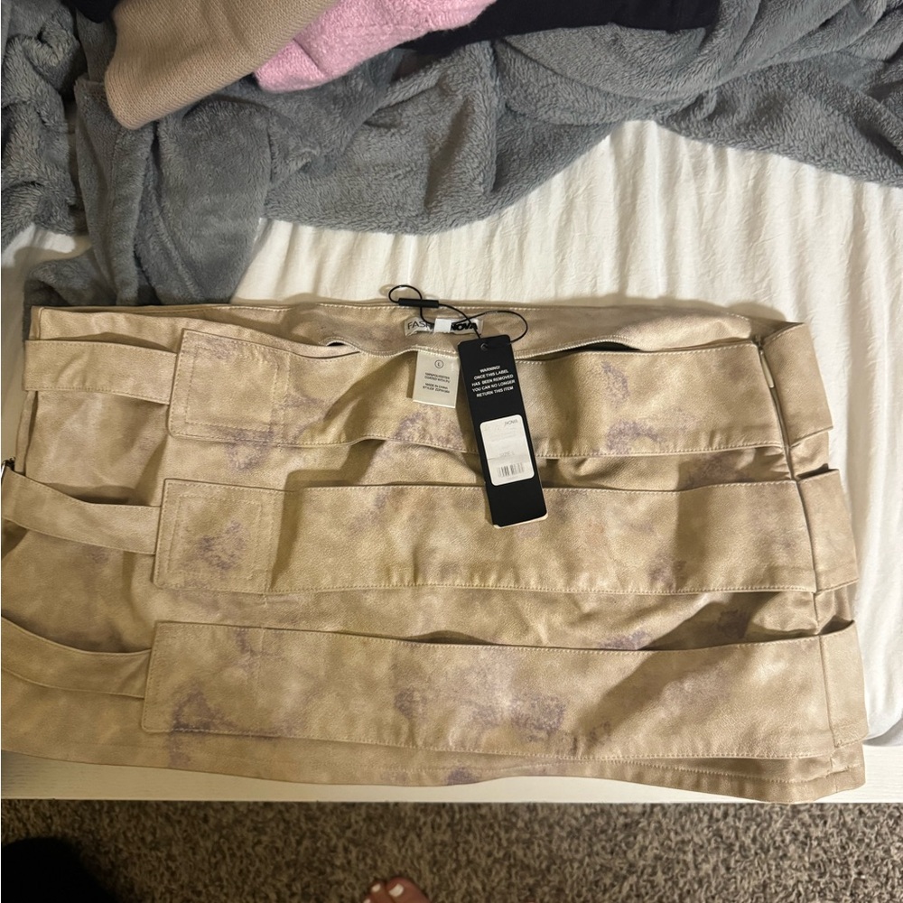 Fashion Nova Beige Mini Skirt